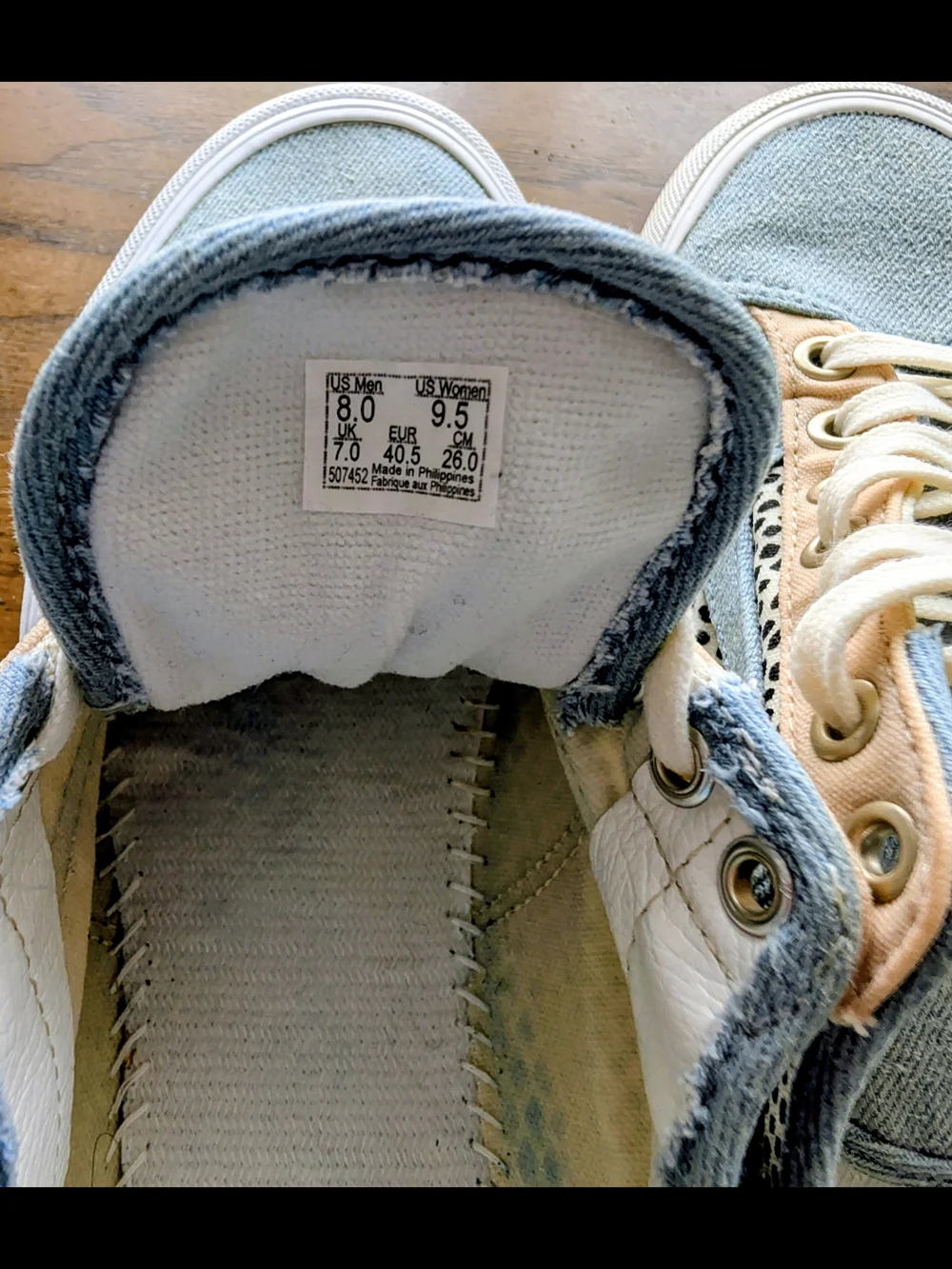 Vans Women's Low Top Mixed-Print Sneakers in Blue & Cream